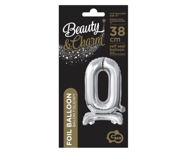 Балон фолиев стояща Цифра 0, B&C, сребро, 38 cm – Изображение 3