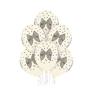 Балони с печат Панделки D11, ванилия, 6 броя