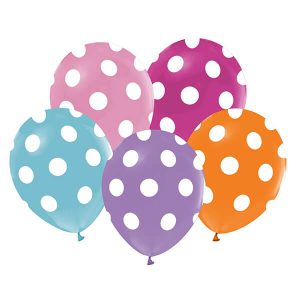 Балони Точки, цветни, 30 см, 5 бр.