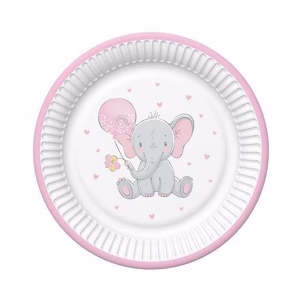 Чинии Baby Elephant с розов балон, 18 см, 8 броя