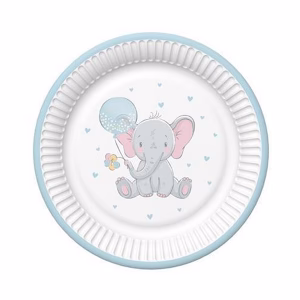 Чинии Baby Elephant със син балон, 18 см, 8 броя