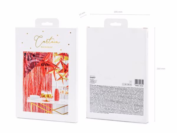 Парти завеса, ресни, червена, 90х250см – Изображение 3