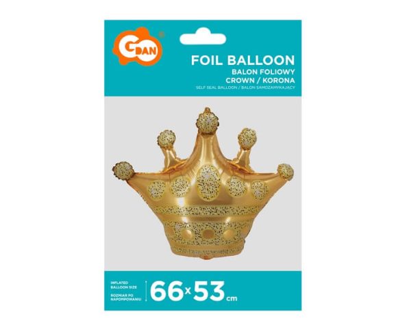 Фолиев балон Корона, 66x53 см, злато – Изображение 2