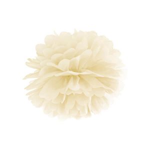 Хартиен помпон за украса, крем, 25см