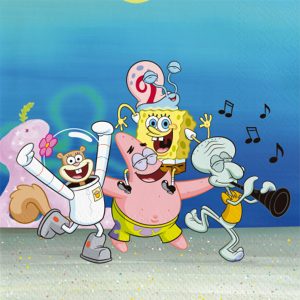 Парти салфетки SpongeBob, 33х33 см, 20 броя