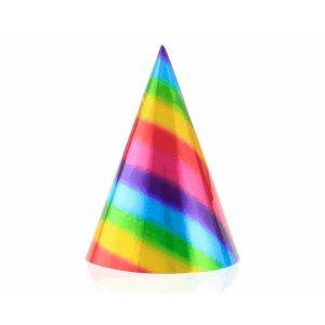 Парти шапки Rainbow Дъга, металик, 6 броя