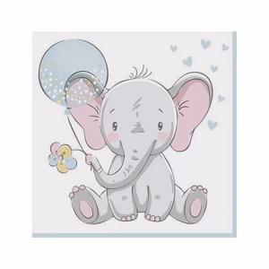 Салфетки Слонче със син балон, 33 x 33 см, 20 броя