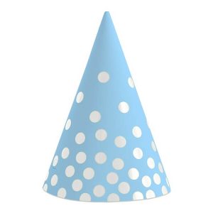 Парти шапки Сребърни точки, сини, 6 броя