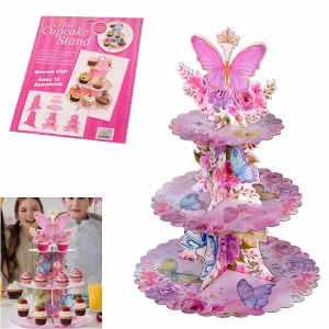 Стойка за мъфини и сладкиши Пеперуди, три нива