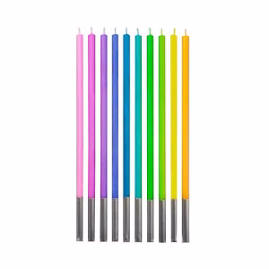 Свещи за торта, пастелни, дъга, 14,5 см, 10 броя