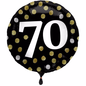 Фолиев балон 70 години, черен гланц, 45см