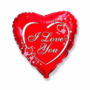 Фолиев балон сърце I love you, 45 см, червен, насипен