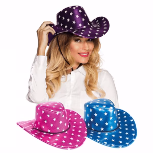 Парти шапка Каубой със звезди, лилава