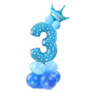 Комплект сини балони с корона, Цифра 3