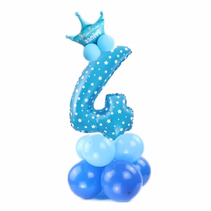 Комплект сини балони с корона, Цифра 4