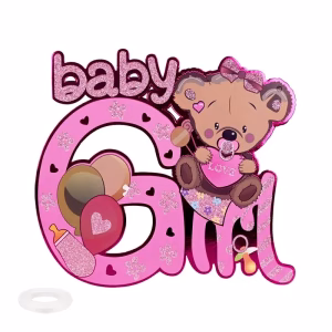 Парти табела Baby Girl, блестяща, с мече