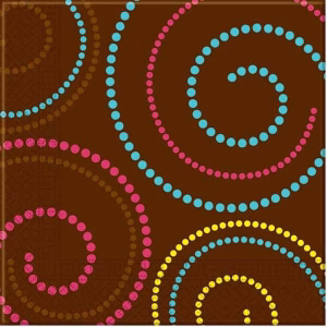 Парти салфетки Цветни точки, шоколад, 20 броя