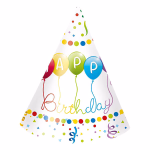 Парти шапки с балони Happy Birthday, 6 броя