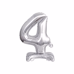 Балон фолиев стояща Цифра 4, B&C, сребро, 38 cm