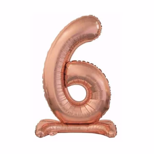 Балон фолио B&C цифра 6, стоящ, розово злато, 74 cm