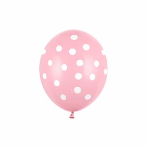 Балони 30 см, на точки, пастелни, бебешко розово