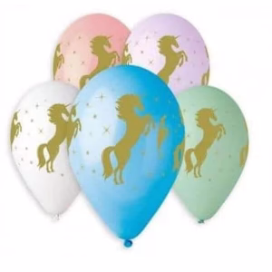 Балони златен Еднорог Premium, микс, 5 броя