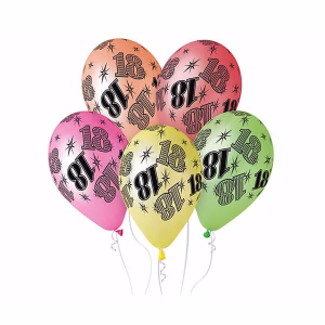 Балони Premium 18 години, Флуо, 5 броя