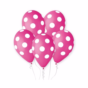 Балони Premium с точки, Розови, 5 броя