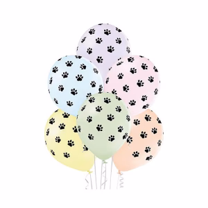 Балони с печат лапички, Belbal Paws, 30 см, 6 броя