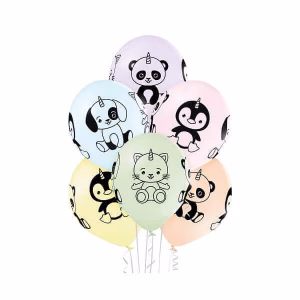 Балони Unicorn Animals Belbal, 30 см, 6 броя