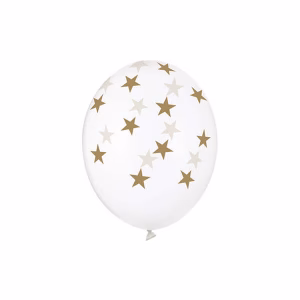 Балони Звезди 30 см, прозрачни, златни
