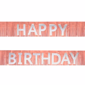 Банер за рожден ден с ресни, розово злато, сребро, 200 см