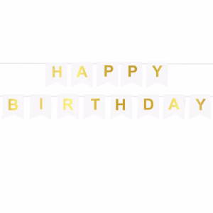 Гирлянд Happy Birthday, бяло и злато