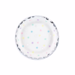 Чинии Stars, бели с многоцветни звезди, 18см