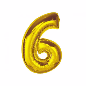 Фолиев балон Цифра 6, Smart, злато, 92 см