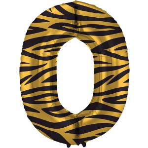 Фолиев балон цифра 0, Тигър, 86 см