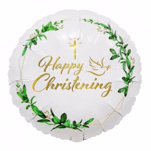 Фолиев балон Честито Кръщене (кръст и гълъб), 18"