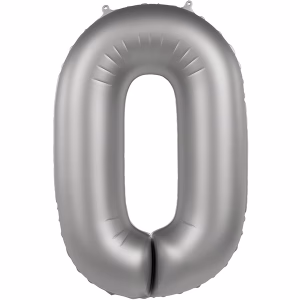 Фолиев балон цифра 0, лунно сребро, сатенен гланц, 86 см