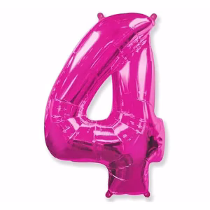 Фолиев балон цифра 4, розов, FX, 112×86см, насипен