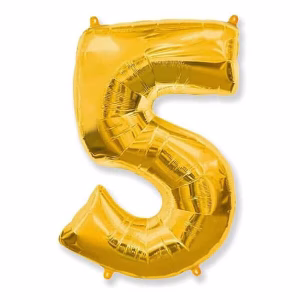 Фолиев балон номер 5, златен, FX, 112x86см, насипен