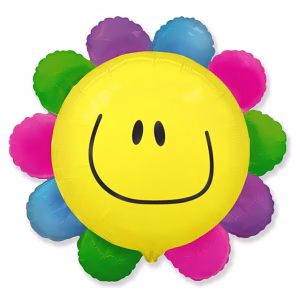 Фолиев балон Цвете с усмивка, FX, 89 см, дъга