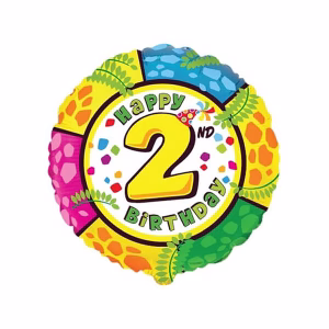 Фолиев балон с цифра 2, Happy Birthday 2, FX, 48 см, пакетиран