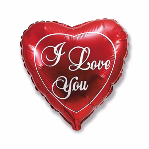 Фолиев балон сърце, I love you, 45 см, червен, насипен