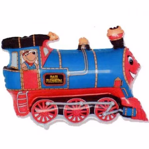 Фолиев балон Влак, Локомотив, 35 см, син
