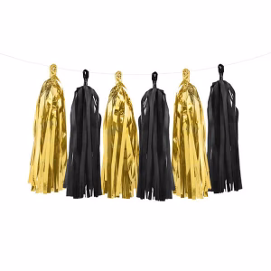 Гирлянд с пискюли Златно и черно, Тасели, 2 м., микс