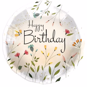 Фолиев балон Birthday Flower Field, 45 cm, кръгъл, пакетиран