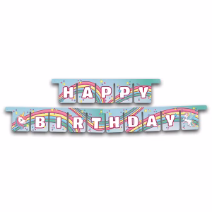 Банер с надпис Happy Birthday, Unicorn Magic, 300 см