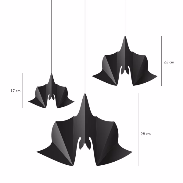 Хелоуин висящи декорации Черни прилепи, 6 бр. – Изображение 4