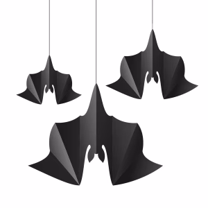 Хелоуин висящи декорации Черни прилепи, 6 бр.