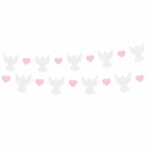 Хартиен гирлянд Ангели, розови сърца, 150 см